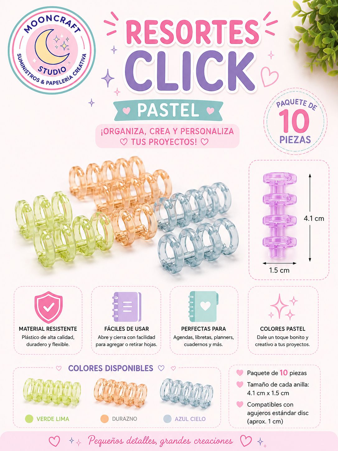 Resortes click paquete de 10