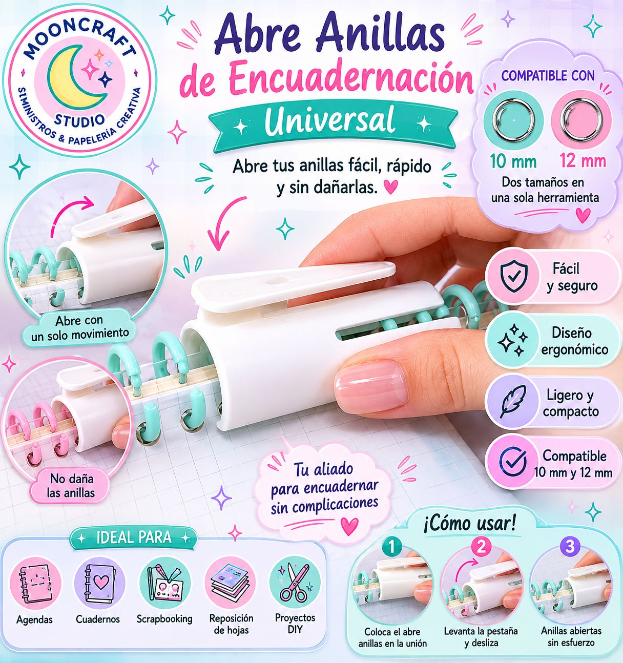 Abre Anillas de Encuadernación Universal
